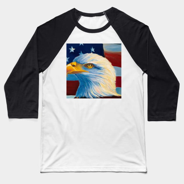 American Flag and Bald Eagle 3 Baseball T-Shirt by AIArtByPDGStudio